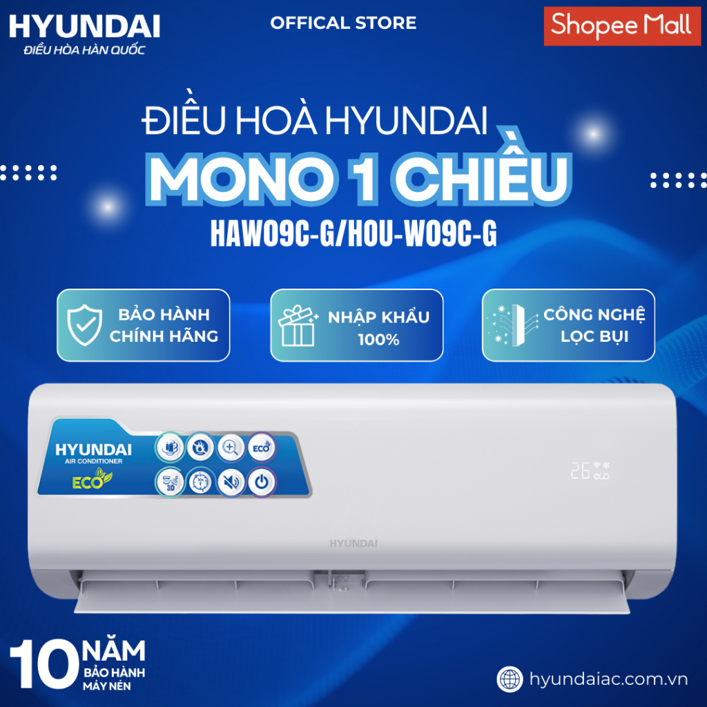 (ĐIỀU HÒA HYUNDAI) Điều hòa treo tường 1 chiều loại Mono HAWC-G ...