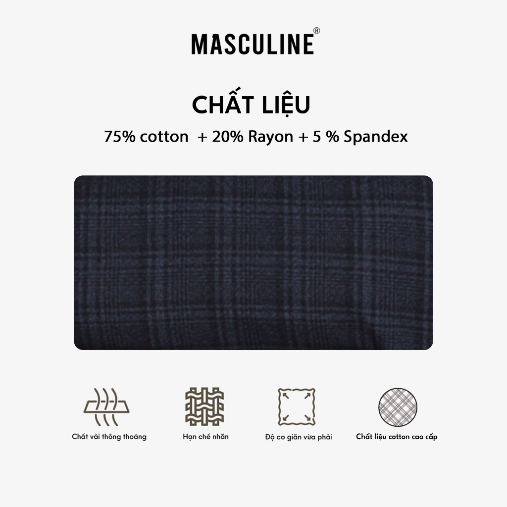 Quần âu nam cao cấp MASCULINE, Quần vải công sở Form beggi, co giãn thoáng mát – MB24.4