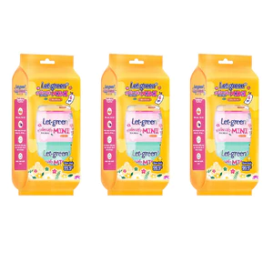 Combo 3 Lốc Khăn Giấy Ướt Mini Let-green 12 miếng/gói, 6 gói/bao