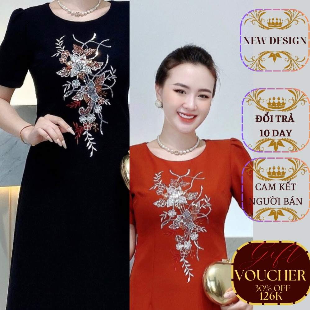 Thời Trang Trung Niên-Thiết kế - Thêu hoa phối kim sa phale, sang trọng và thanh lịch