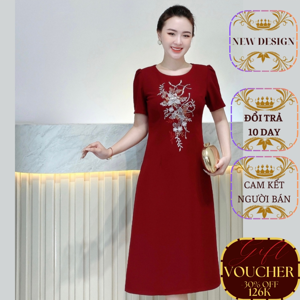 Thời Trang Trung Niên-Thiết kế - Thêu hoa phối kim sa phale, sang trọng và thanh lịch