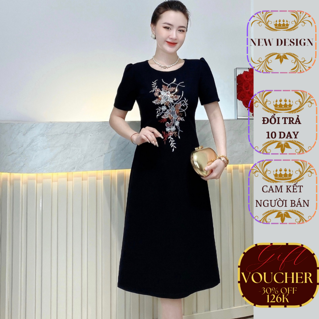 Thời Trang Trung Niên-Thiết kế - Thêu hoa phối kim sa phale, sang trọng và thanh lịch
