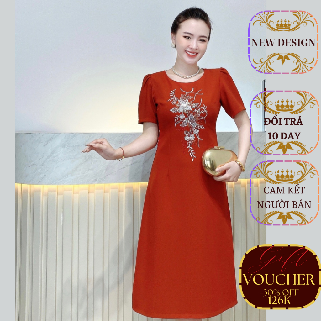 Thời Trang Trung Niên-Thiết kế - Thêu hoa phối kim sa phale, sang trọng và thanh lịch