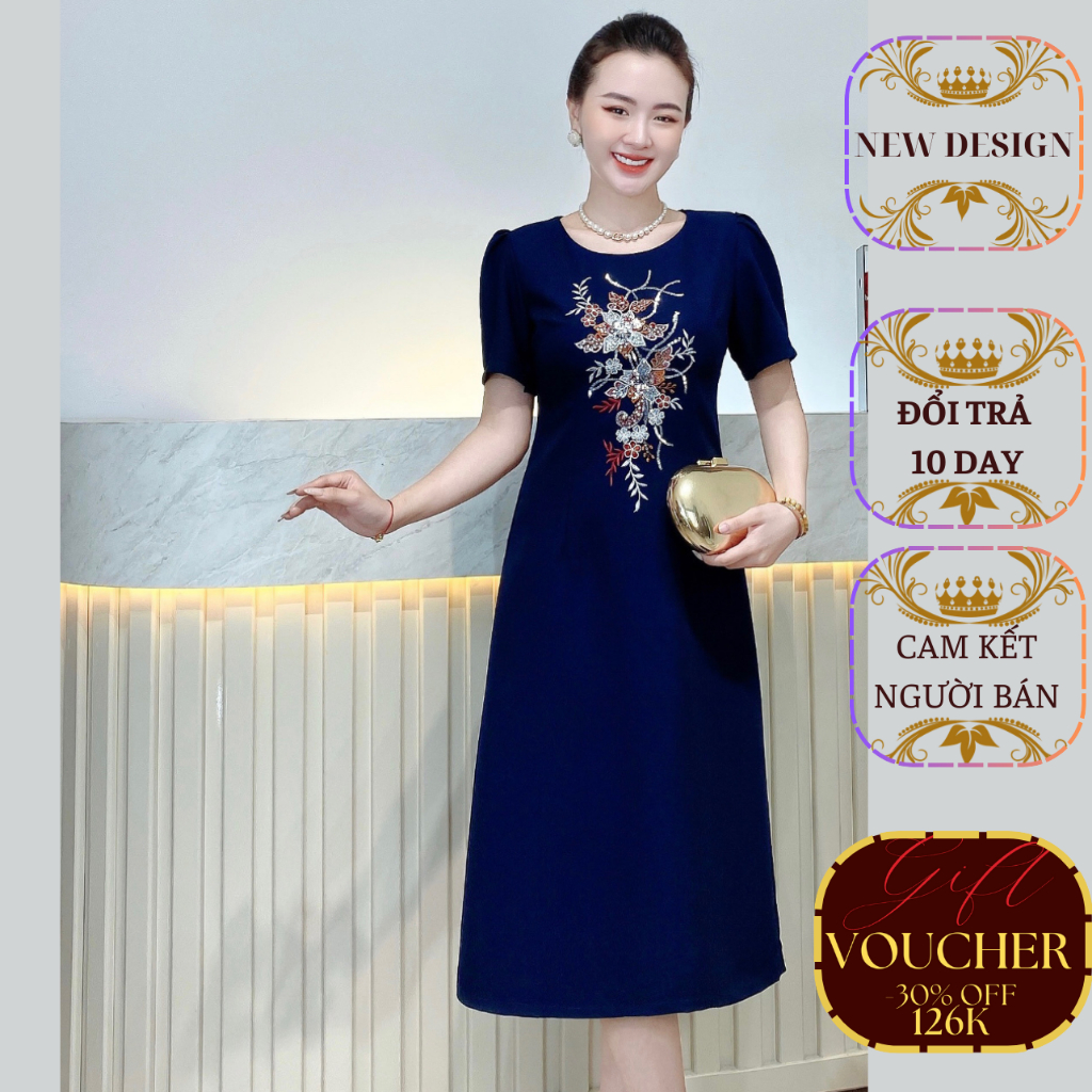 Thời Trang Trung Niên-Thiết kế - Thêu hoa phối kim sa phale, sang trọng và thanh lịch