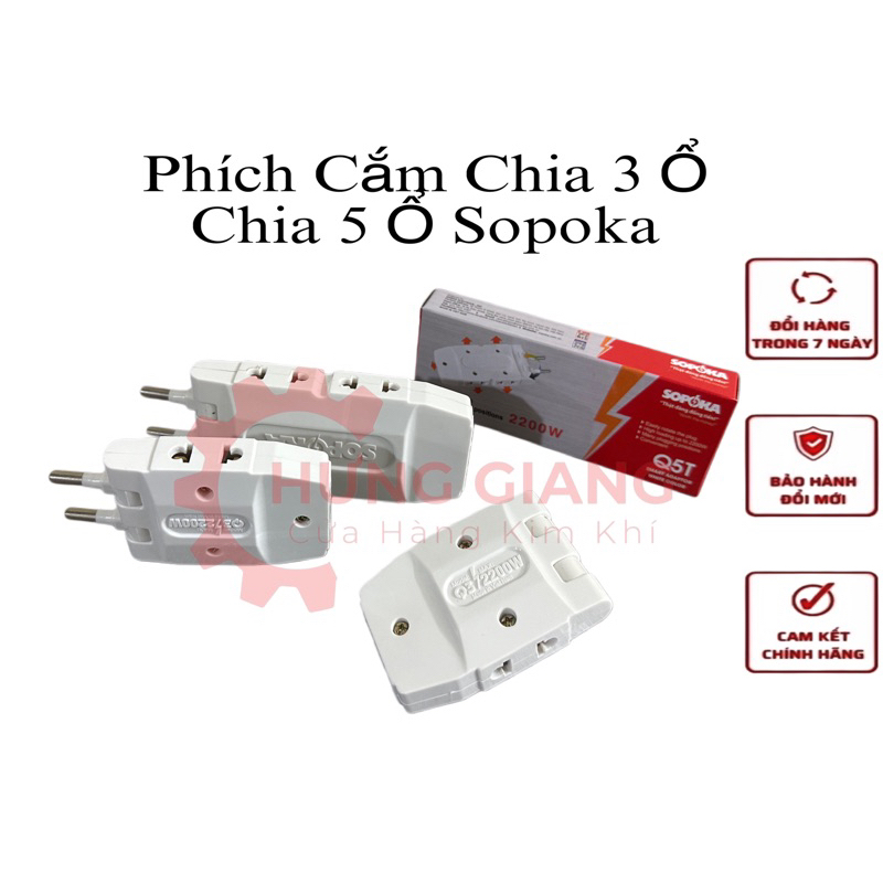 Phích Cắm Điện Thông Mình 1 chia3, 1 chia 5 Chính Hãng SOPOKA