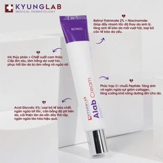 Kem dưỡng retinol KYUNGLAB ALAB CREAM 30ML phục hồi dưỡng trắng da ngừa mụn