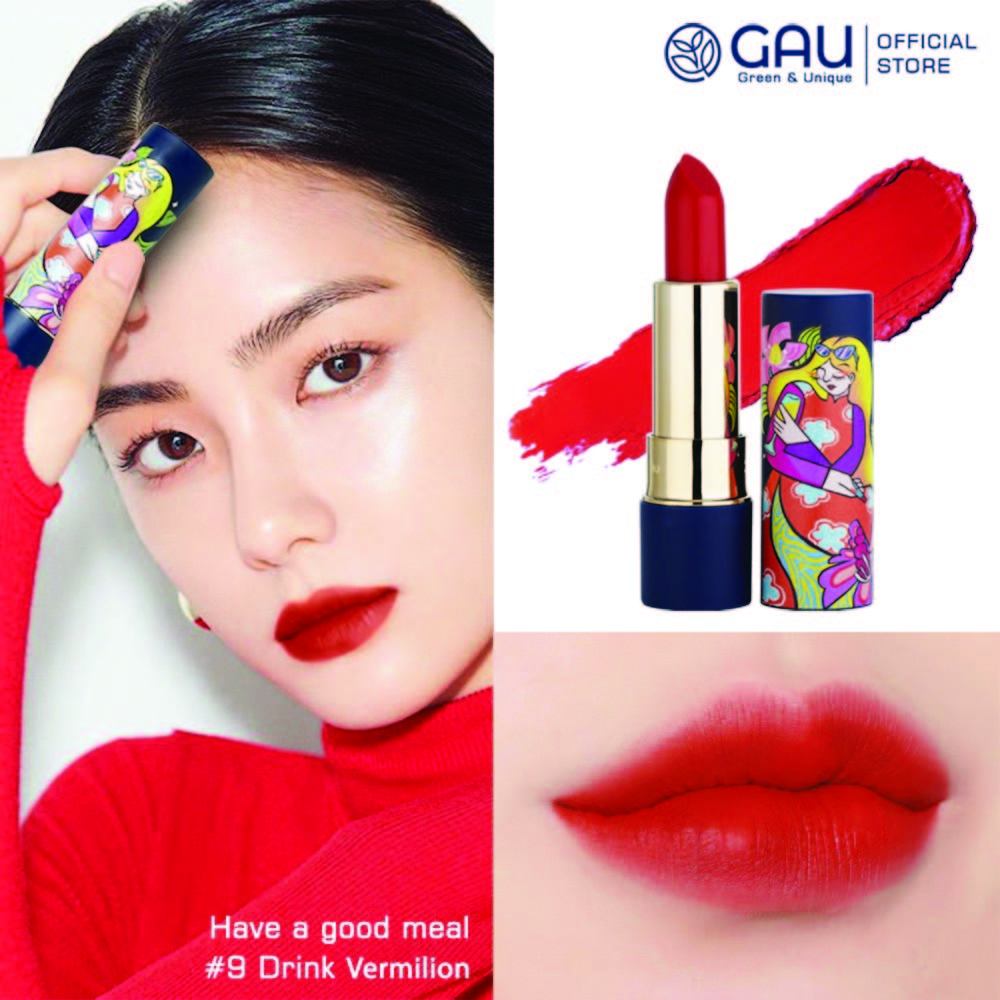 Son Lì Tự Nhiên #9 ĐỎ CAM Chính Hãng Không Chì Lâu Trôi, Căng mọng, An toàn Ăn Được GAU Dạng Thỏi