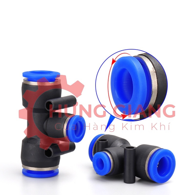 Khớp Nối Nhanh Tê Đầu 4mm,6mm,8mm,10mm,12mm,14mm,16mm Chuẩn Đài Loan