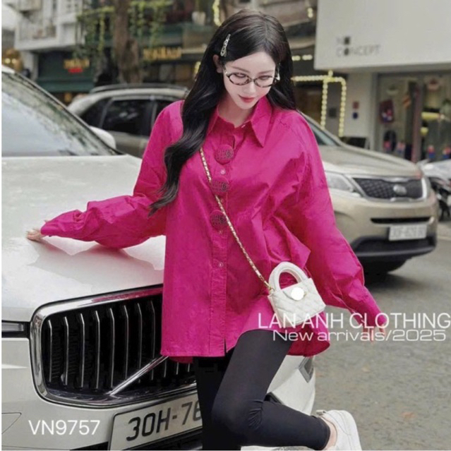 Áo sơ mi nữ kiểu đính đá fom rộng hàn quốc