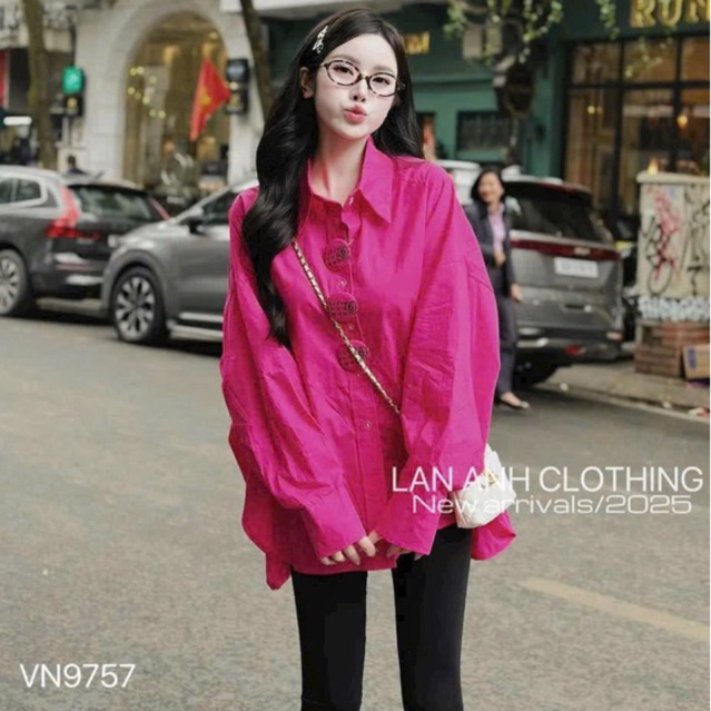 Áo sơ mi nữ kiểu đính đá fom rộng hàn quốc