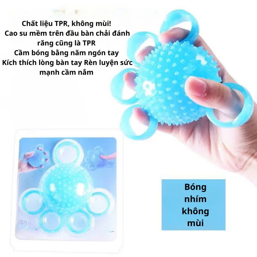 Bóng gai xỏ 5 ngón masage, tập vật lí trị liệu, tập thư giãn, tê tay