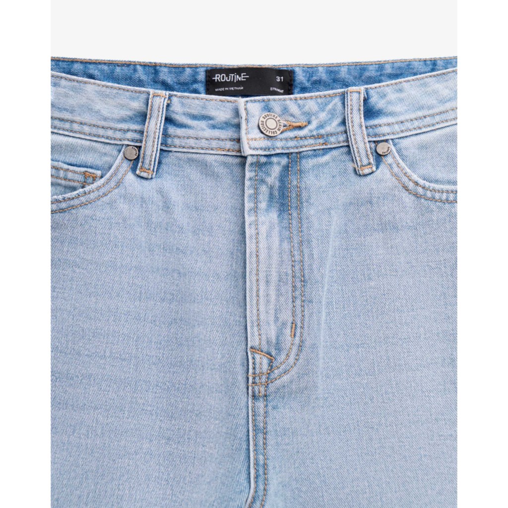 Ảnh Quần Short Jeans Nam Ống Suông Trơn Form Straight - Routine 10S25DPS001 2