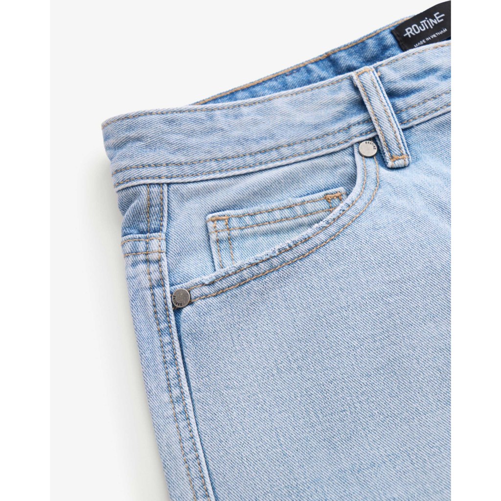 Ảnh Quần Short Jeans Nam Ống Suông Trơn Form Straight - Routine 10S25DPS001 3