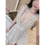 Váy ren cao cấp cổ V kèm lót trong thắt dây bụng phong cách sexy sang chảnh New 2025