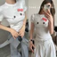 Áo Thun BabyTee Nữ Cô Tròn In Hình Kitty Cổ Tròn Màu Trắng From Vừa Dáng Ôm Phong Cách Dễ Thương