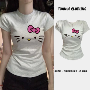 Áo Thun BabyTee Nữ Y2k Cô Tròn In Hình Kitty Cổ Tròn From Vừa Dáng Ôm Phong Cách Dễ Thương