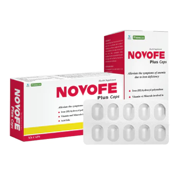 Viên Uống Bổ Sung Sắt Novofe Plus Caps Bổ Máu, Cải Thiện Tình Trạng Thiếu Máu Hộp 30 Viên