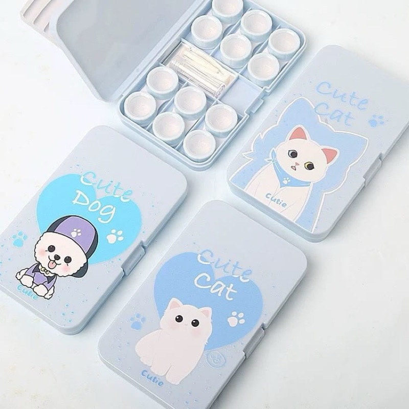 khay đựng Lens 6 ô tiện dụng cute cat Xanh Muneyes