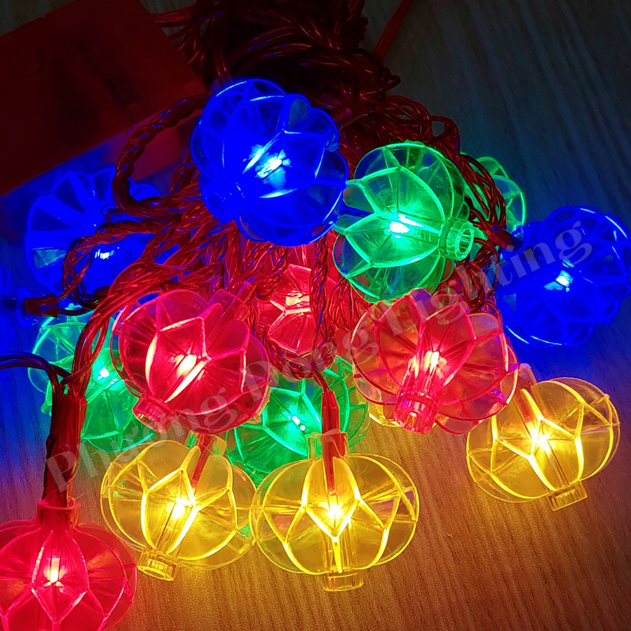 DÂY LỒNG ĐÈN KHÍA CHỚP NHÁY TRANG TRÍ NOEL - TẾT - 4M - 16 BÓNG
