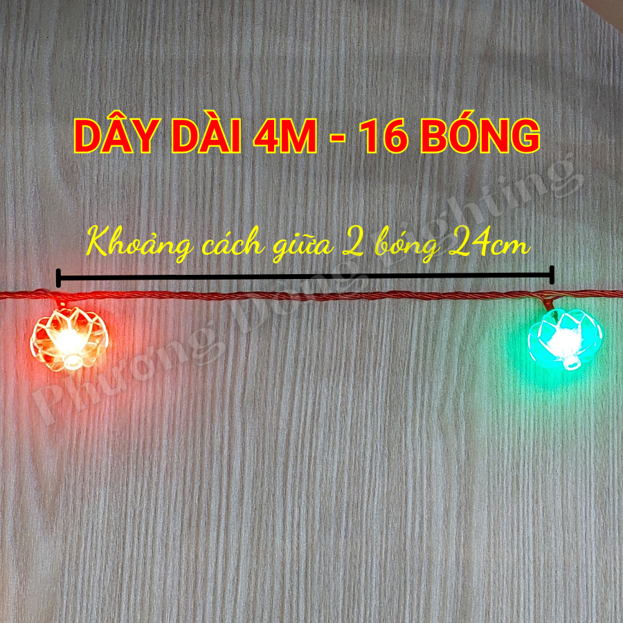DÂY LỒNG ĐÈN KHÍA CHỚP NHÁY TRANG TRÍ NOEL - TẾT - 4M - 16 BÓNG