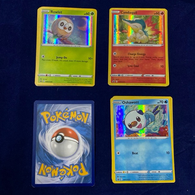 Cartas Promocionales Pokémon Hisuian Starters - Rowlet, Cyndaquil Y Oshawott (SWSH220, 221, 222)