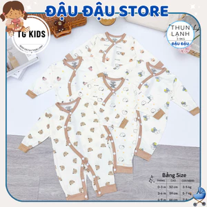 Set 5 Bộ Body Thun Lạnh Dài Tay Cúc Bấm Cho Bé Sơ Sinh mềm mịn cho bé trai bé gái 3-9kg TG-BDTL06 Đậu Đậu Store