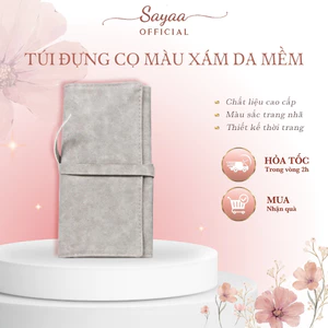 Túi Đựng Cọ Trang Điểm Màu Xám Cao Cấp, Chất Da Mềm, Phụ Kiện Trang Điểm Sayaa T01