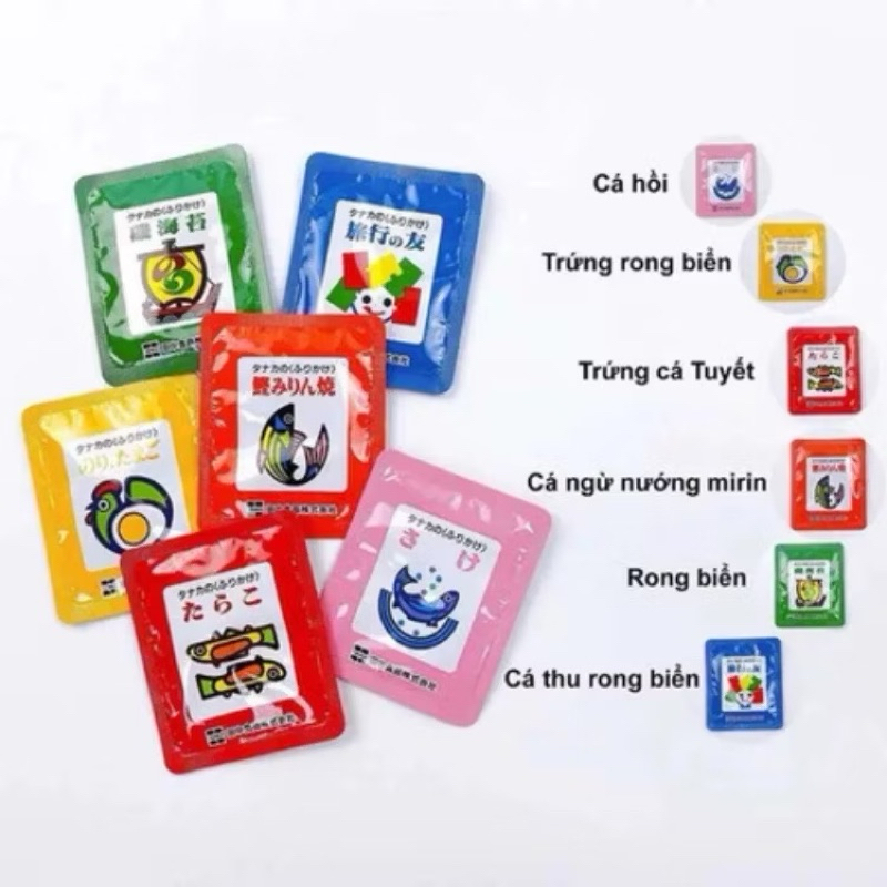 {Hot} Gia vị rắc cơm nội địa Nhật cho bé ăn dặm Tanaka 6 vị gồm 30 gói nhỏ 60g