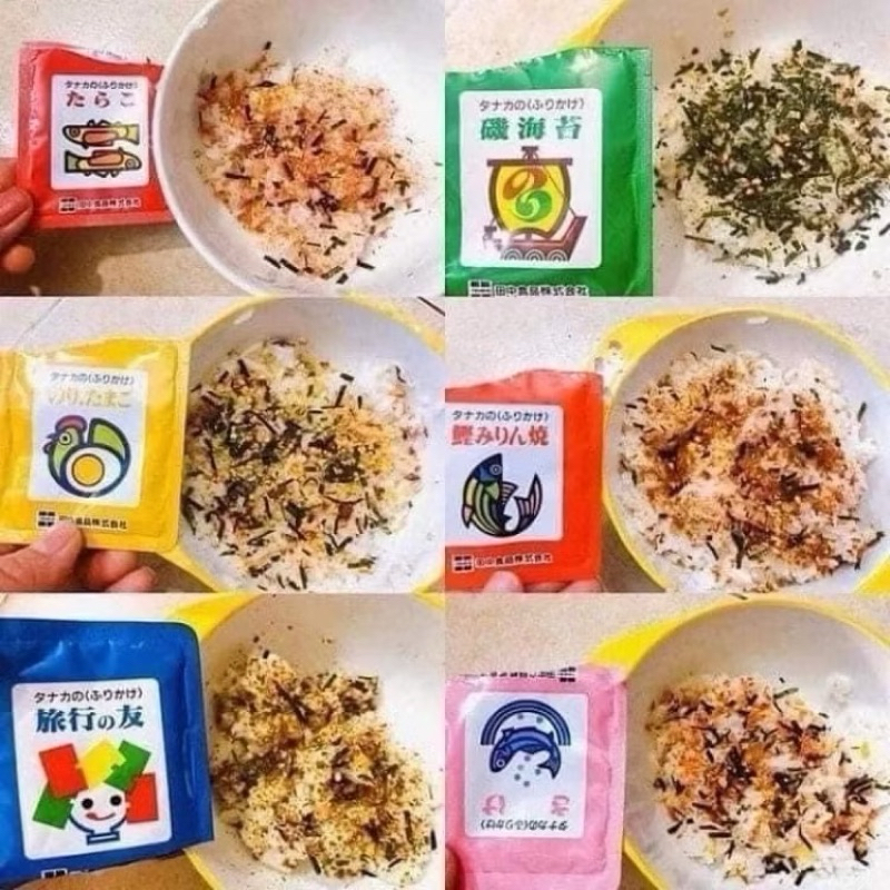 {Hot} Gia vị rắc cơm nội địa Nhật cho bé ăn dặm Tanaka 6 vị gồm 30 gói nhỏ 60g