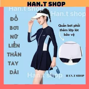 DB073 PX [ Size M-L-XL ] Đồ bơi đi biển bikini liền thân tay khóa kéo form Váy, kín đáo,Phong Cách,Trẻ Trung, Năng Động