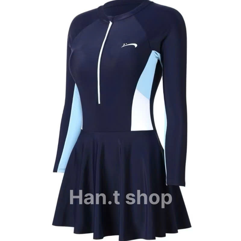 Ms 073 [ Size M-L-XL ] Đồ bơi đi biển bikini liền thân tay khóa kéo form Váy, kín đáo,Phong Cách,Trẻ Trung, Năng Động