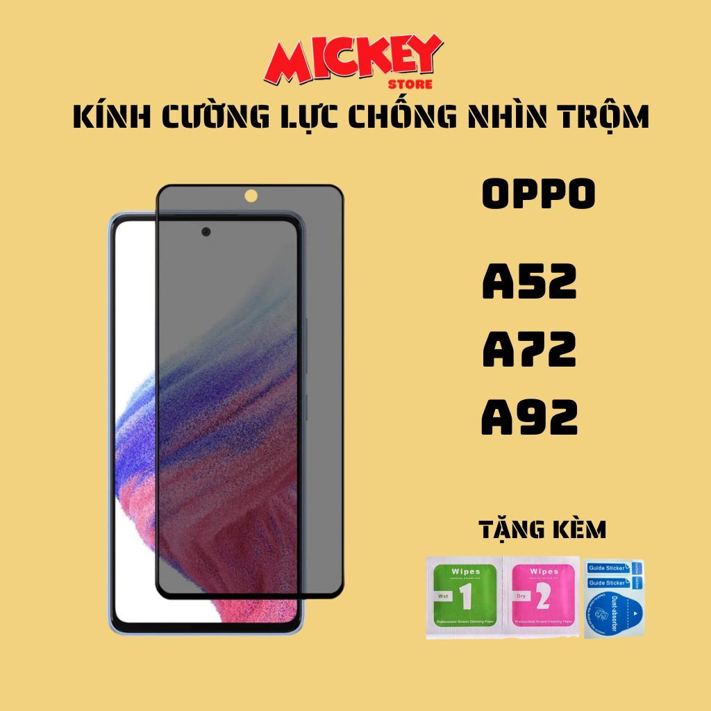 Kính cường lực chống nhìn trộm OPPO A52 A72 A92 cảm ứng mượt , hạn chế vân tay