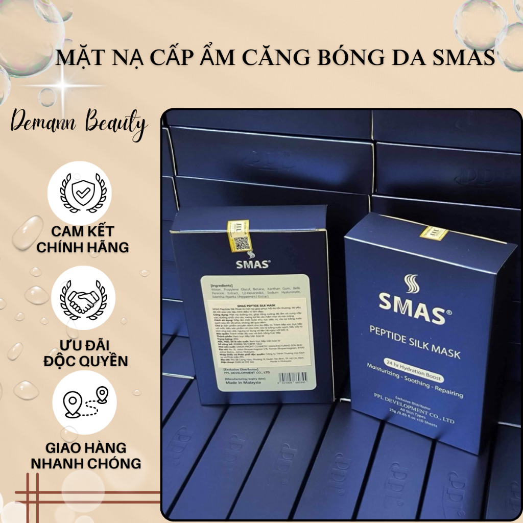 [Công ty] Hộp 10 miếng mặt nạ Smas Peptide Silk Mask 24h cấp ẩm và phục ...