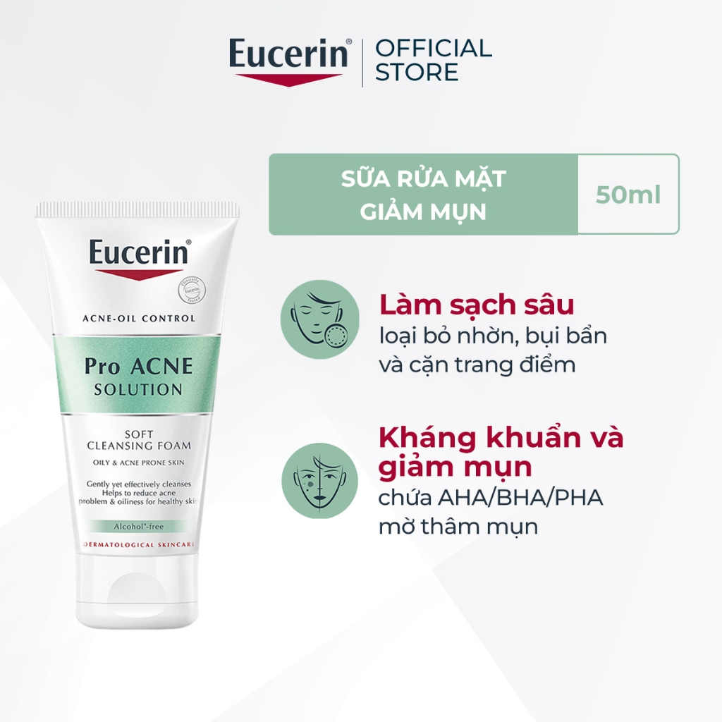 Ảnh Sữa rửa mặt dạng bọt sạch sâu cho da nhờn Eucerin Pro Acne Cleansing Foam 50g 1