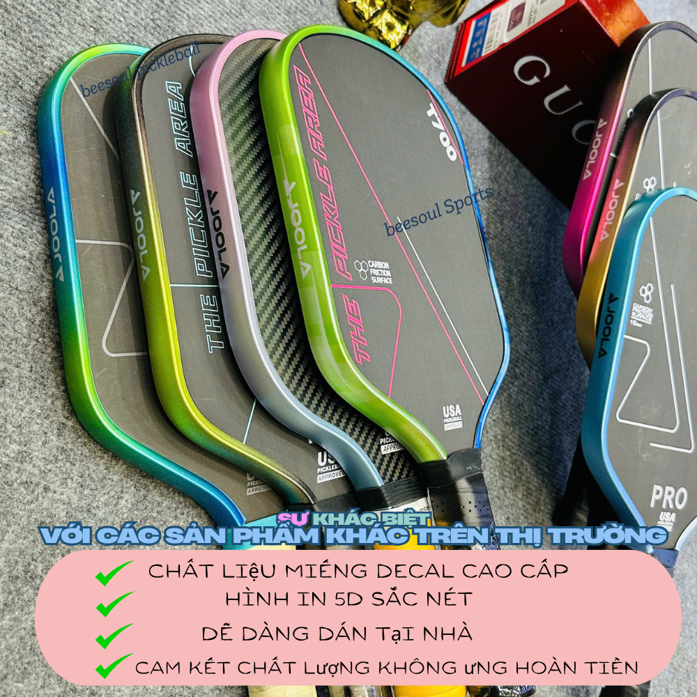 Dán viền JOOLA vợt pickleball Nhũ 5D phản quang lấp lánh chất liệu cao cấp nhiều màu dễ dán tại nhàt