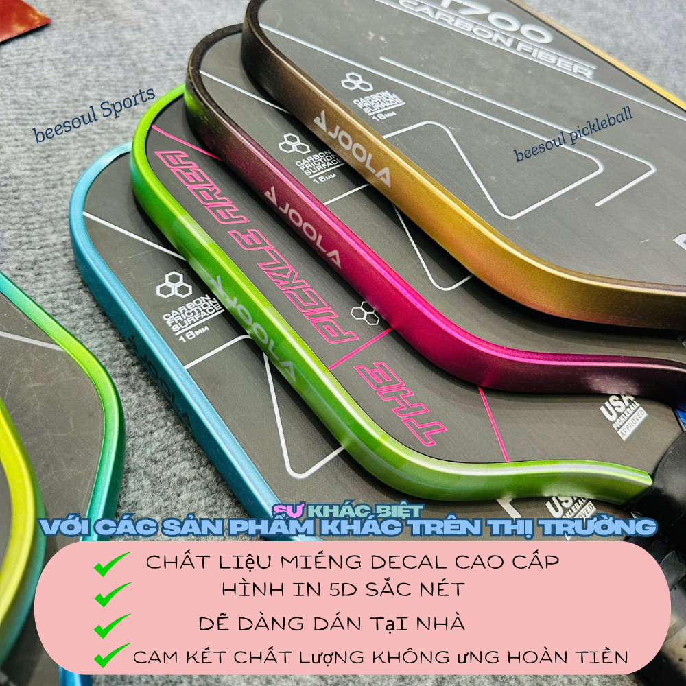 Dán viền JOOLA vợt pickleball Nhũ 5D phản quang lấp lánh chất liệu cao cấp nhiều màu dễ dán tại nhàt