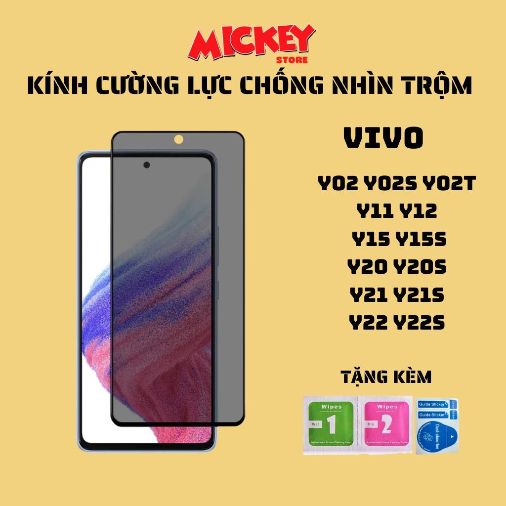 Kính cường lực chống nhìn trộm Vivo Y02 Y02S Y02T Y11 Y12 Y15 Y15S Y20 Y20S Y21 Y21S Y22 Y22S