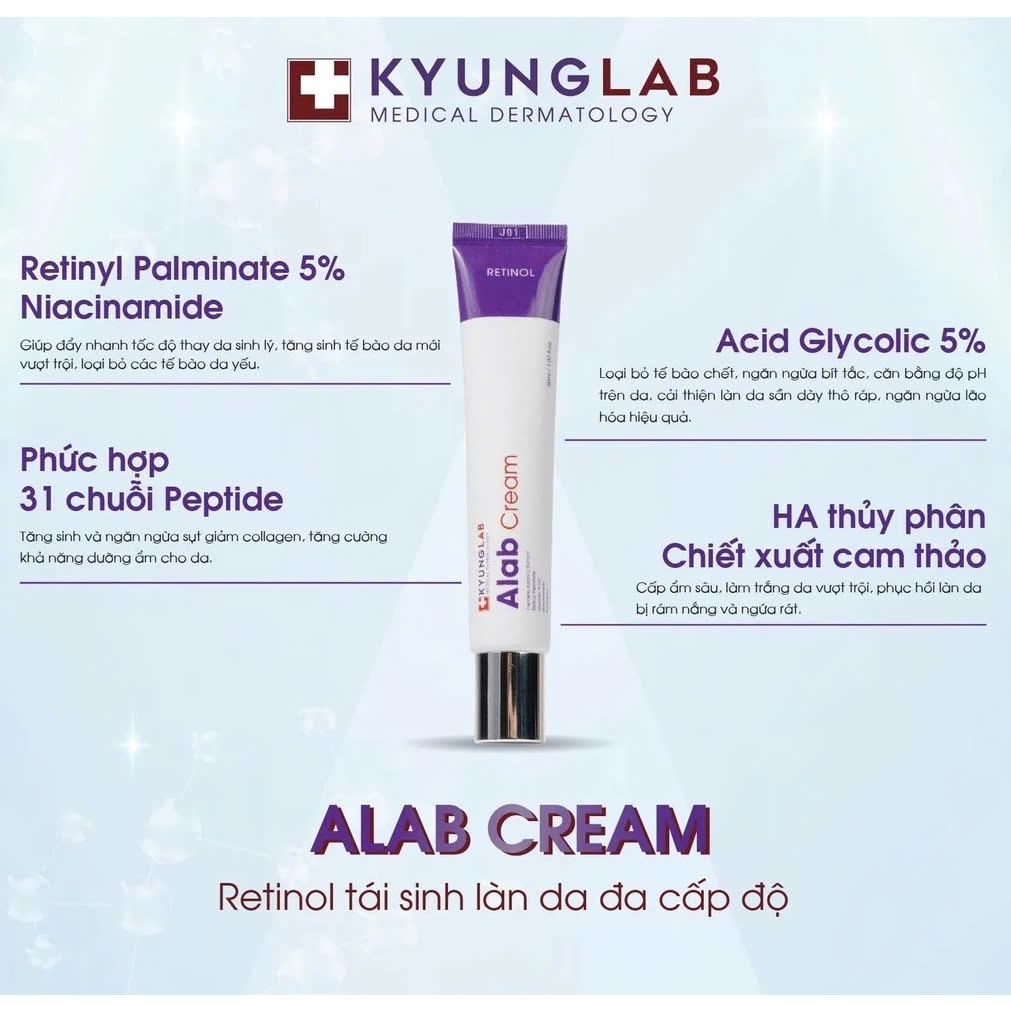 Kem retinol KYUNGLAB ALAB CREAM 30ML giảm dầu, ngăn ngừa mụn, se khít lỗ chân lông, làm căng bóng da