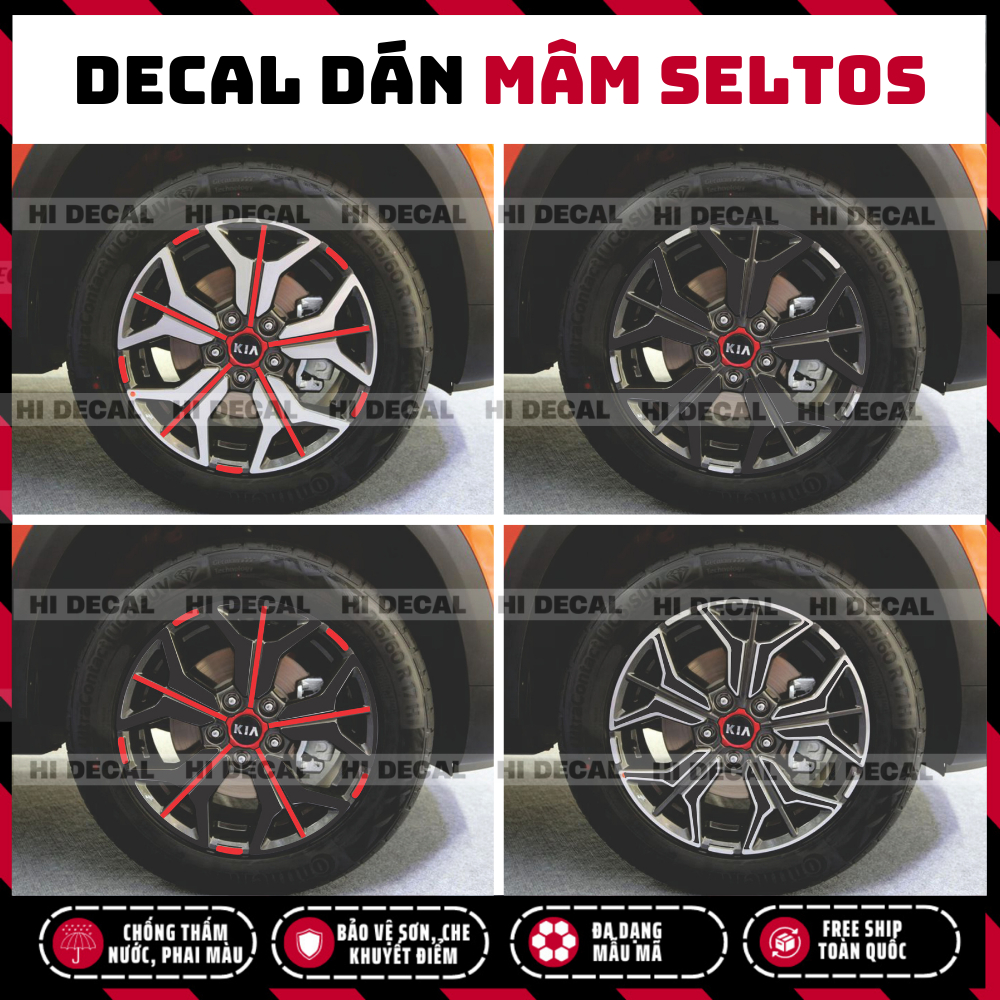 Tem dán mâm Seltos, decal dán mâm Seltos trang trí tạo điểm nhấn Lazang
