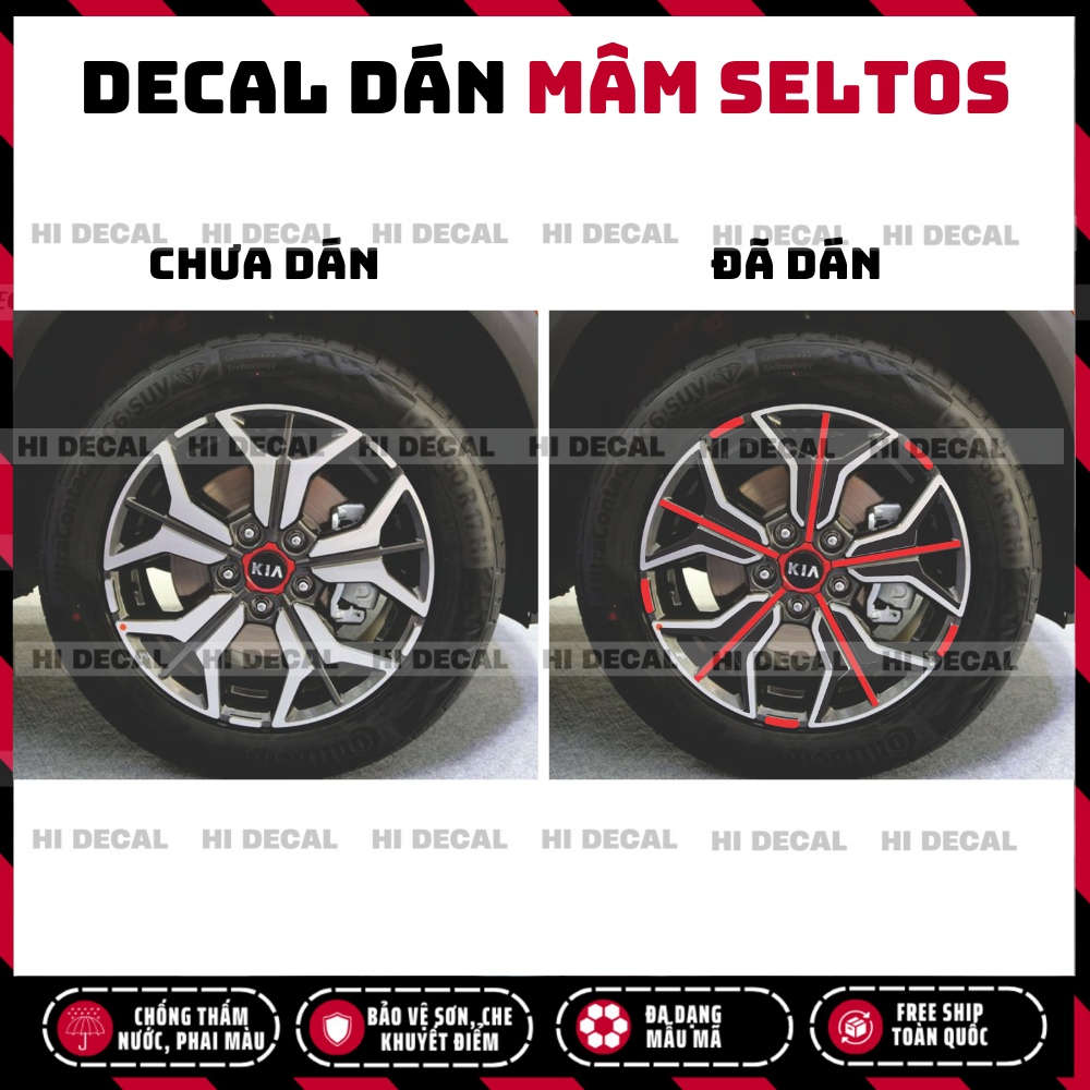 Tem dán mâm Seltos, decal dán mâm Seltos trang trí tạo điểm nhấn Lazang
