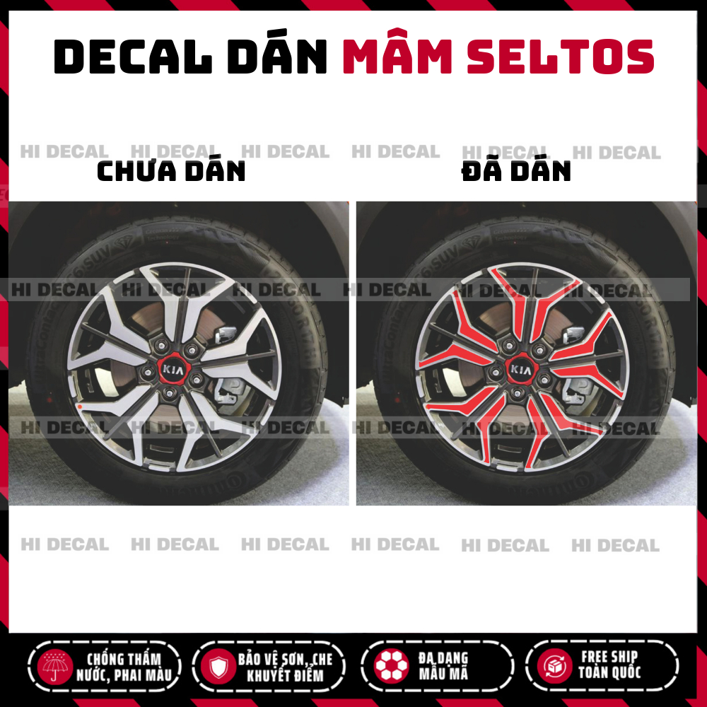Tem dán mâm Seltos, decal dán mâm Seltos trang trí tạo điểm nhấn Lazang
