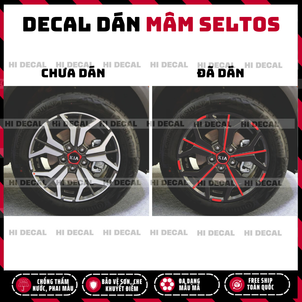 Tem dán mâm Seltos, decal dán mâm Seltos trang trí tạo điểm nhấn Lazang