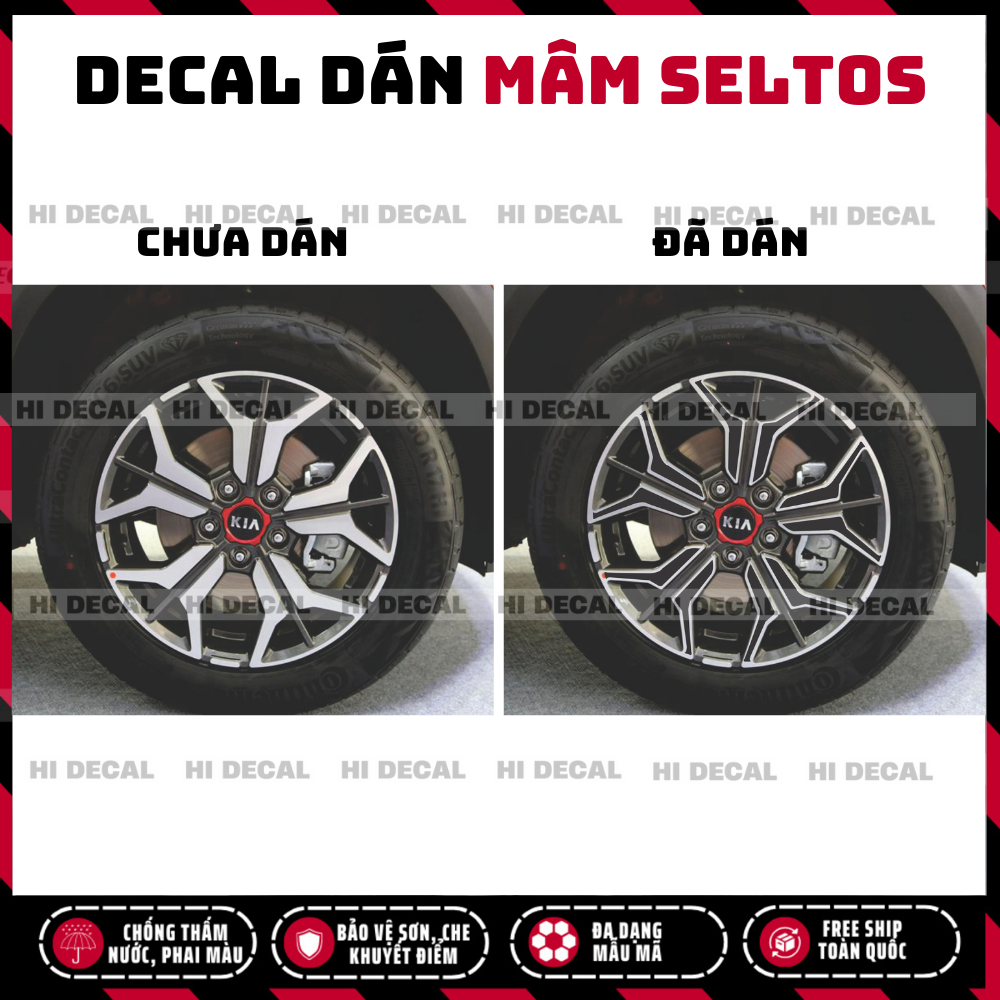 Tem dán mâm Seltos, decal dán mâm Seltos trang trí tạo điểm nhấn Lazang