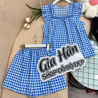 (40-70kg) SET ĐỒ BỘ QUẦN NGẮN KHÔNG TÚI MẶC NHÀ, HỌA TIẾT SỌC KẺ XINH XẮN