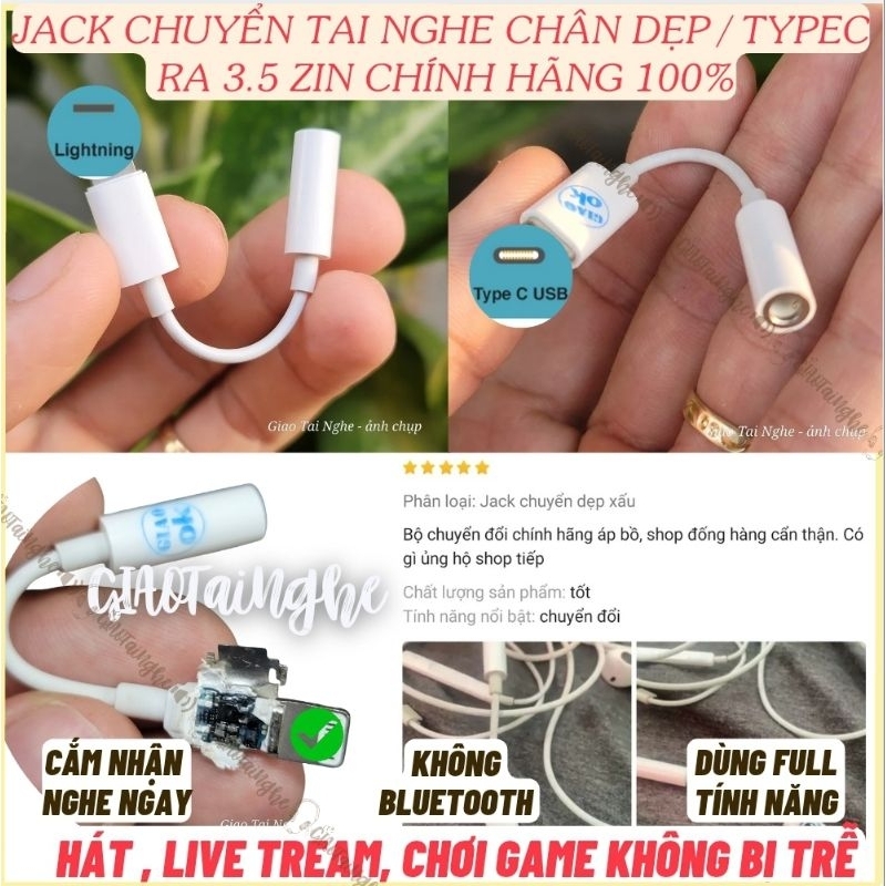 Jack chuyển Tai nghe chân dẹp và Type C ra 3.5mm zin bóc máy chính hãng ...
