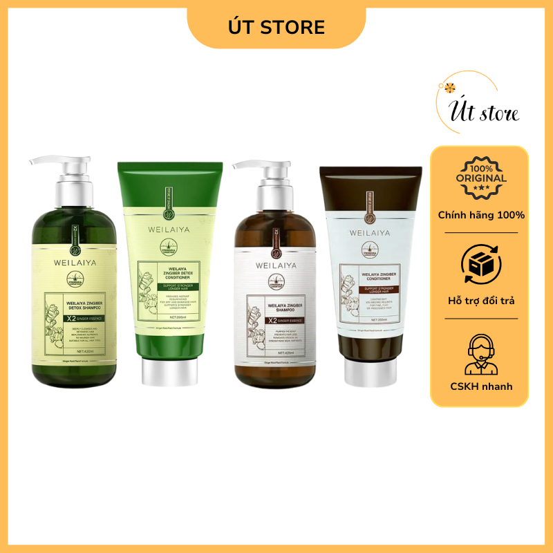 Bộ dầu gội gừng Weilaiya Luxury detox hỗ trợ mọc tóc và chống lão hóa da đầu 420ml x 200ml