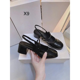 Giày cao gót đỏ Sandal dáng Slingback mũi vuông gót 5cm da bóng hottrend Giày cao gót đỏ da bóng