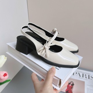 Giày cao gót đỏ Sandal dáng Slingback mũi vuông gót 5cm da bóng hottrend Giày cao gót MS S202