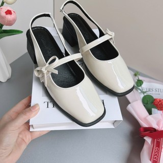 Giày cao gót đỏ Sandal dáng Slingback mũi vuông gót 5cm da bóng hottrend Giày cao gót MS S202