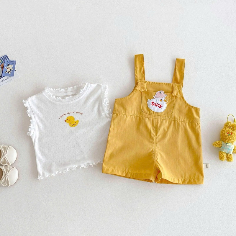 (Order) Áo sát nách hình vịt + yếm vịt vàng ngộ nghĩnh dành cho bé gái
